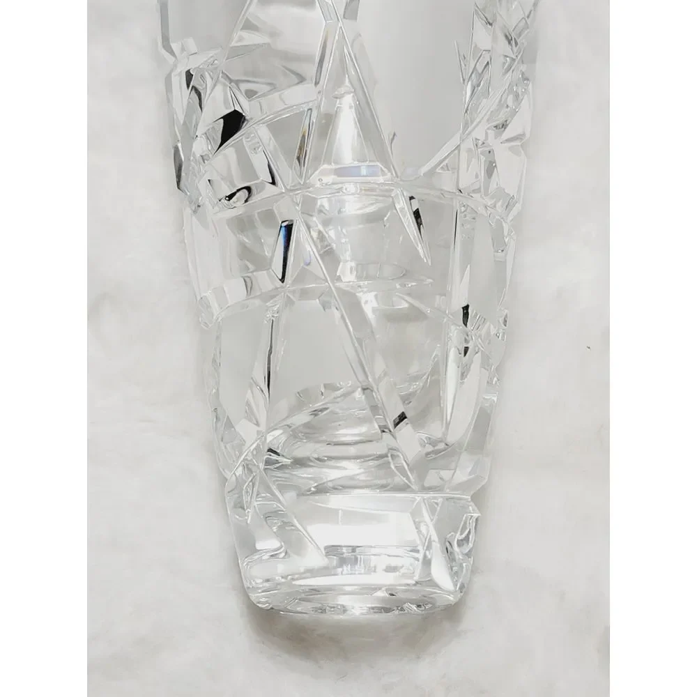 Caesar Crystal Bohemiae Hand Cut Lead Crystal Miter Vase 6.5" Karel Rosa Signed - Picture 9 of 13